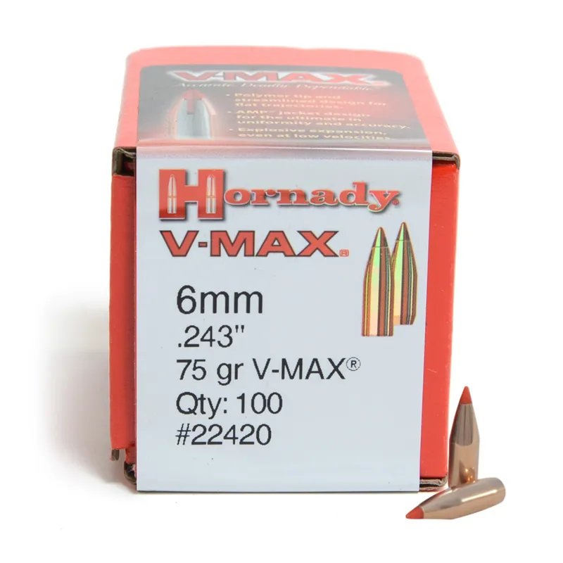 Hornady V-MAX 6mm .243 75gr BT 100